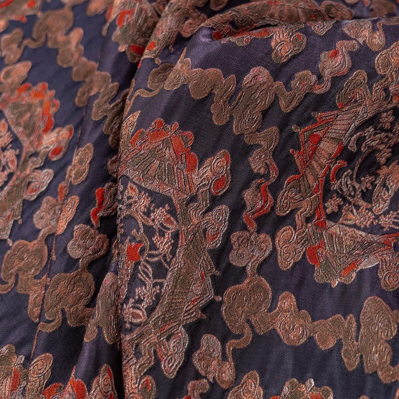 Sewing - Tecido Jacquard Floral Roxo Vermelho de