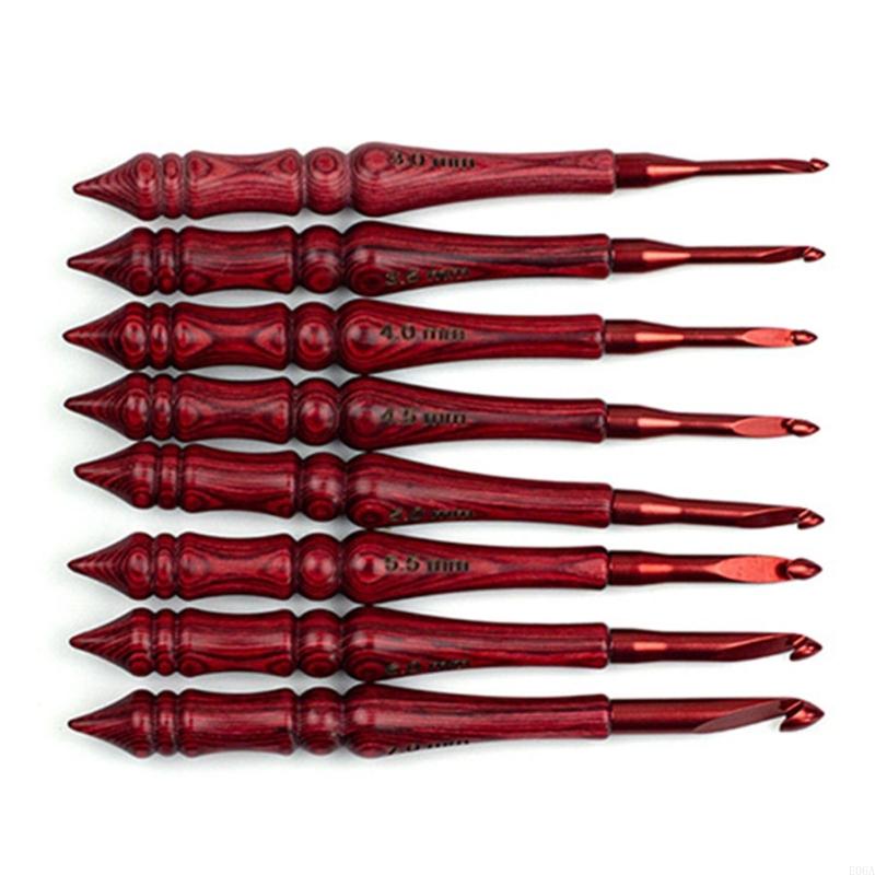 Wooden Crochet Hooks Ergonomic Handle - Gancho crochê com 8 peças, ergonômico,