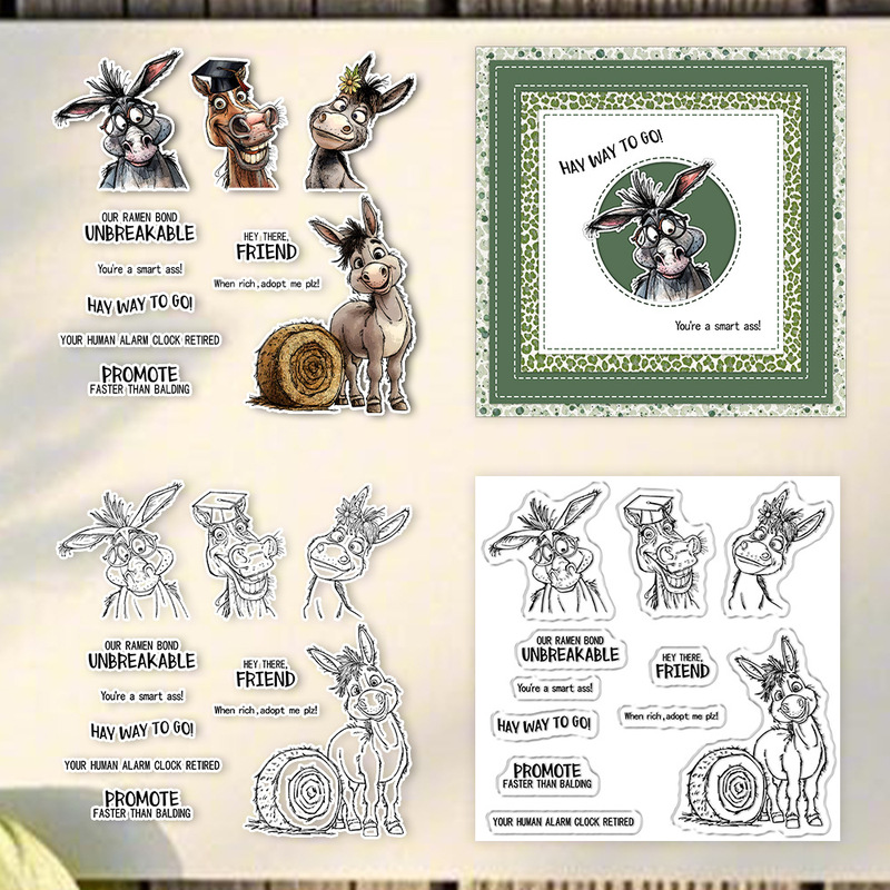 Clear Silicone Stamps For Card Making - Carimbo transparente de burro engraçado para