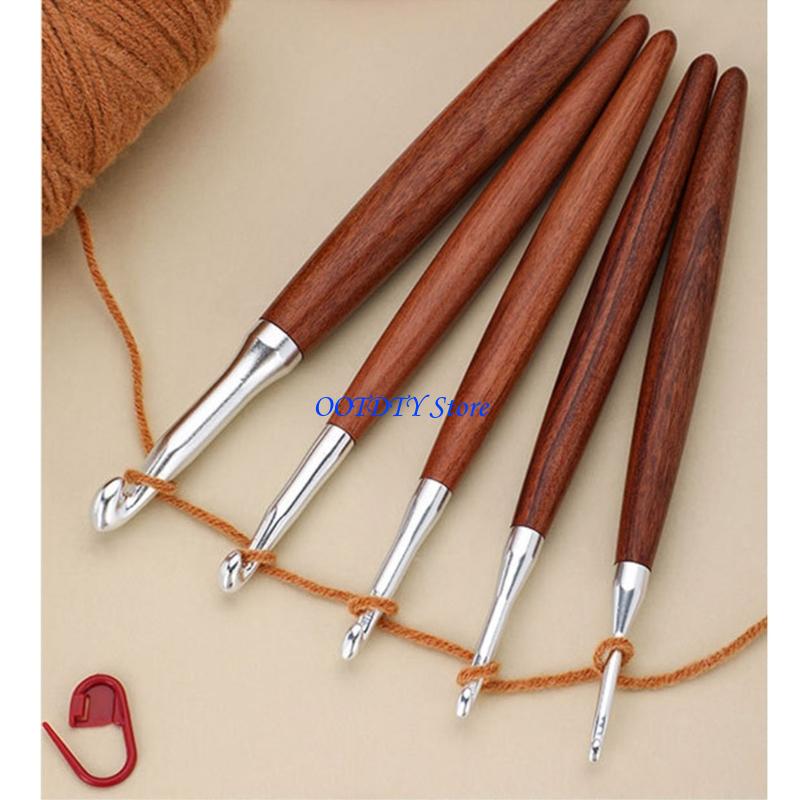 Wooden Crochet Hooks Ergonomic Handle - 367a 8 peças agulha ergonômica para