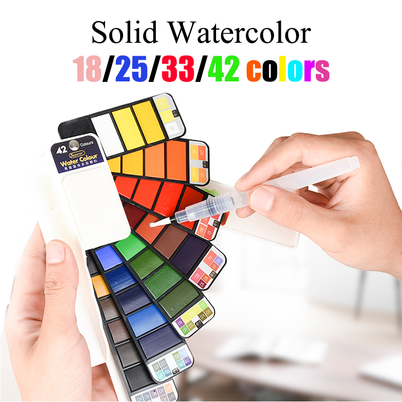 Watercolor Paint Set Solid Pigment - Conjunto de aquarela sólida, pintura em
