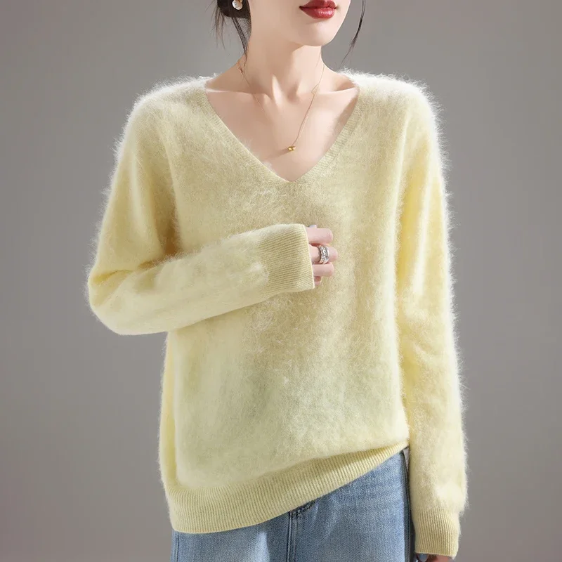 Embroidery - Suéter Feminino 100% Lã Merino 2025,