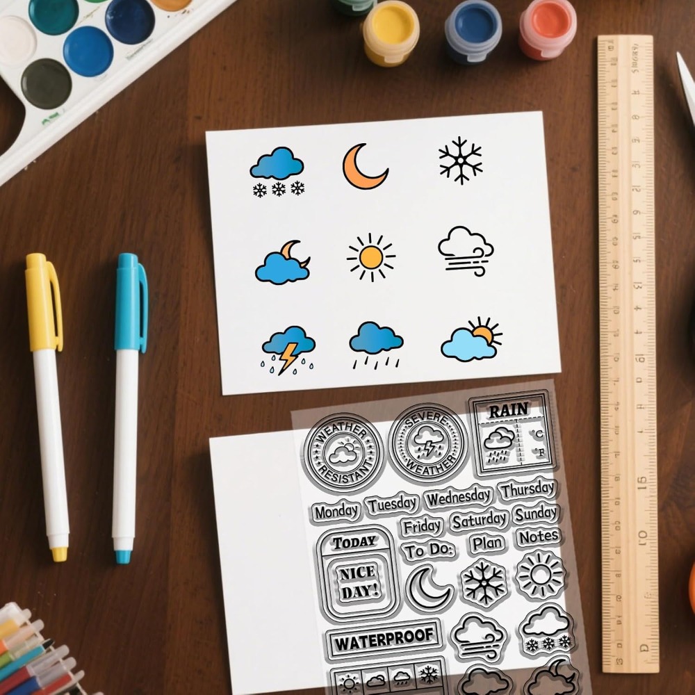 Clear Silicone Stamps For Card Making - Carimbo transparente para diário meteorológico, carimbo