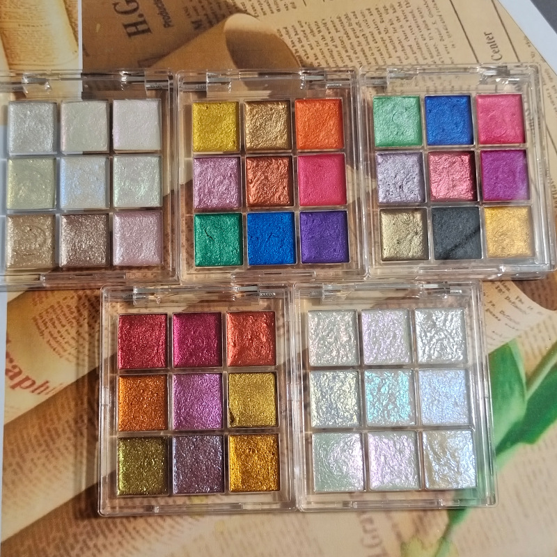 Watercolor Paint Set Solid Pigment - 9 cores Nail Solid Pigment Aurora