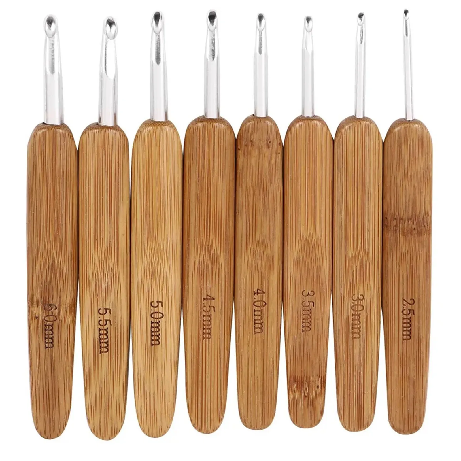 Wooden Crochet Hooks Ergonomic Handle - Conjunto de ganchos de crochê artesanais