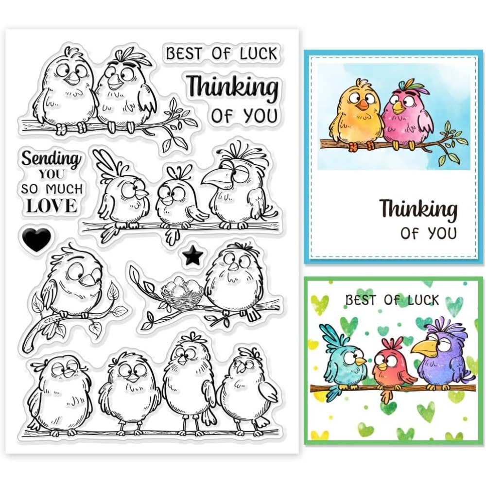 Clear Silicone Stamps For Card Making - Selos claros de ramos de pássaros