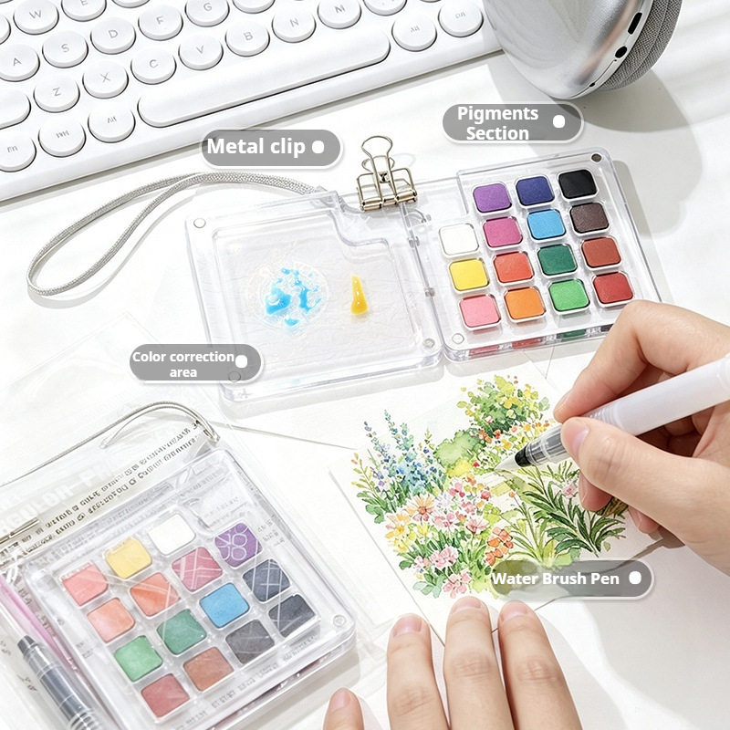 Watercolor Paint Set Solid Pigment - Conjunto de Presente de Aquarela Sólida