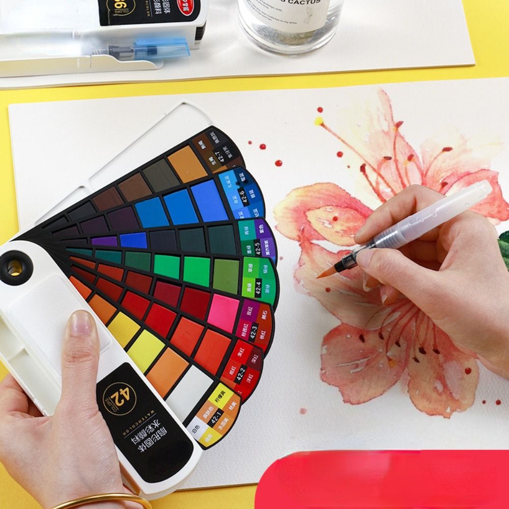 Watercolor Paint Set Solid Pigment - Conjunto de Tintas Aquarela Dobrável com