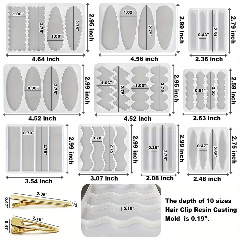 Um conjunto de 10 moldes de si - Silicone Epoxy Resin Molds Set avaliação e preço