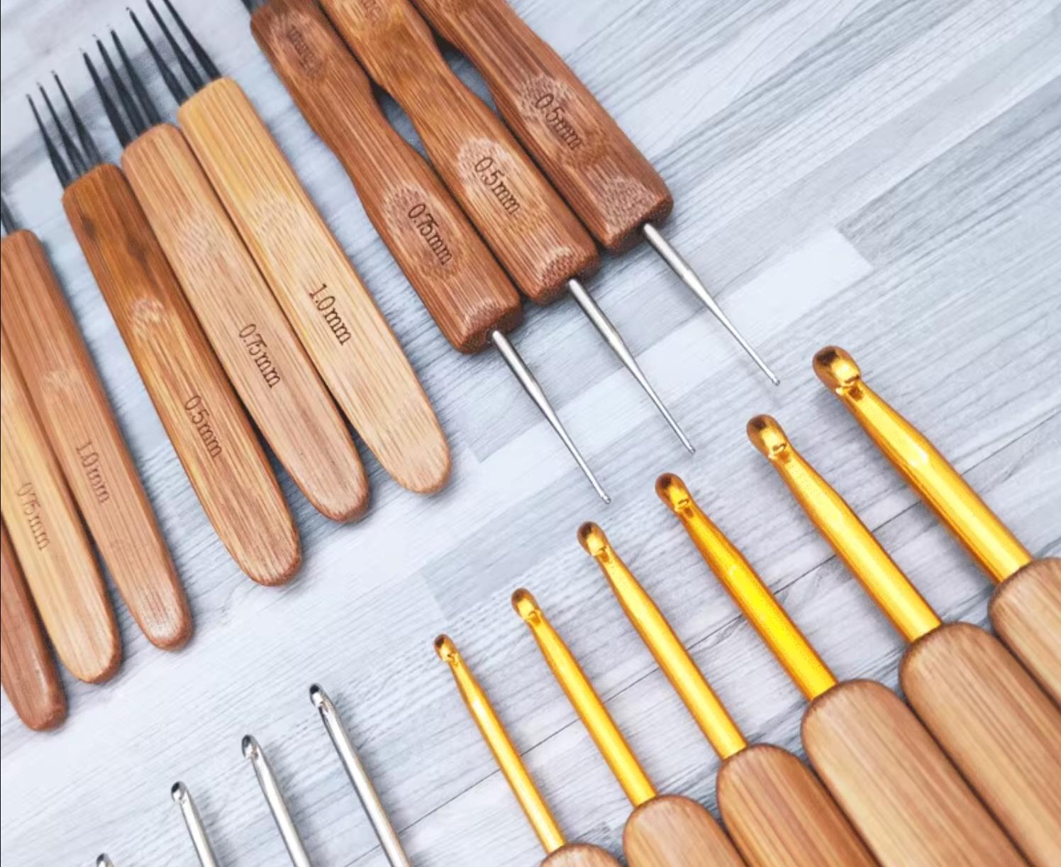 Ganchos de crochê com cabo de  - Wooden Crochet Hooks Ergonomic Handle avaliação e preço