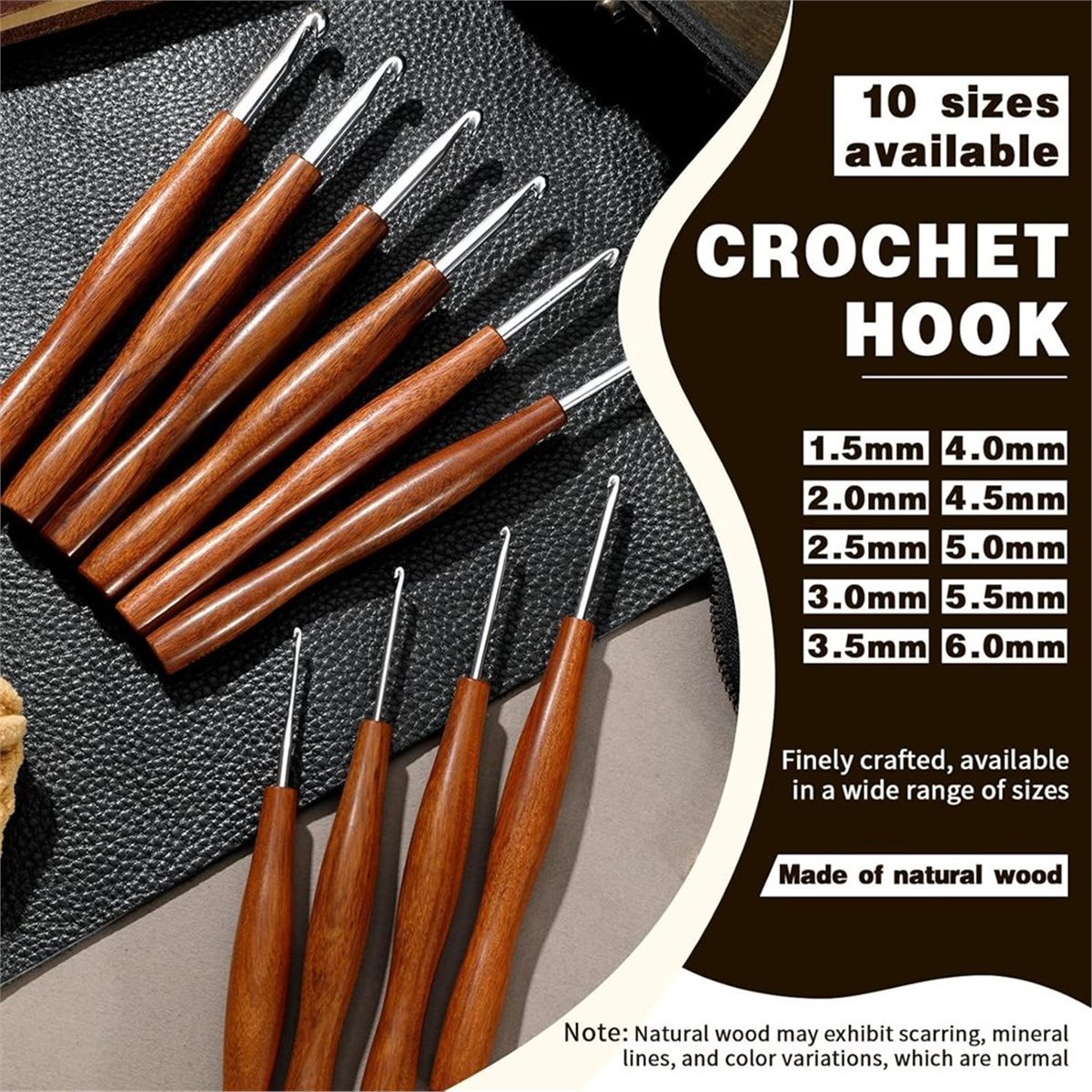 Conjunto de 5 Agulhas de Croch - Wooden Crochet Hooks Ergonomic Handle avaliação e preço