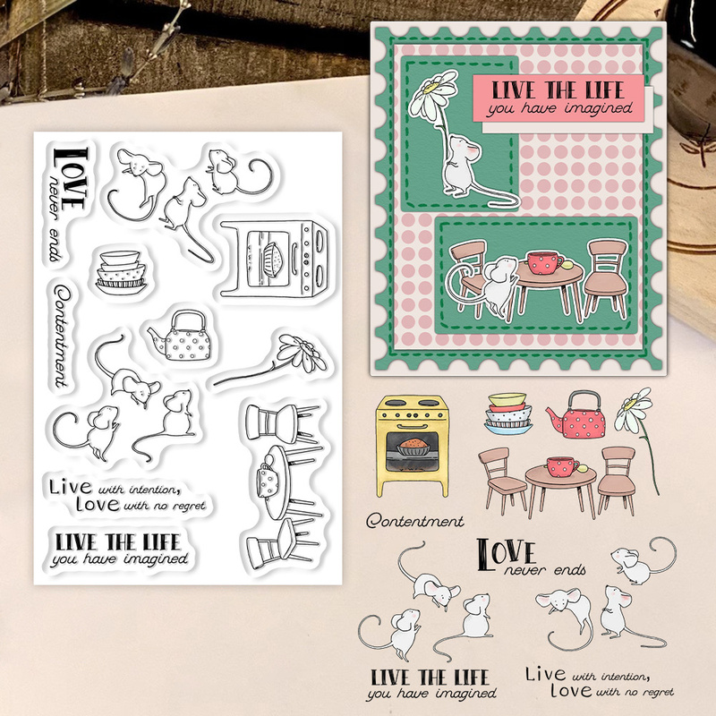 Suncraft Little Mouse & Kitche - Clear Silicone Stamps For Card Making avaliação e preço
