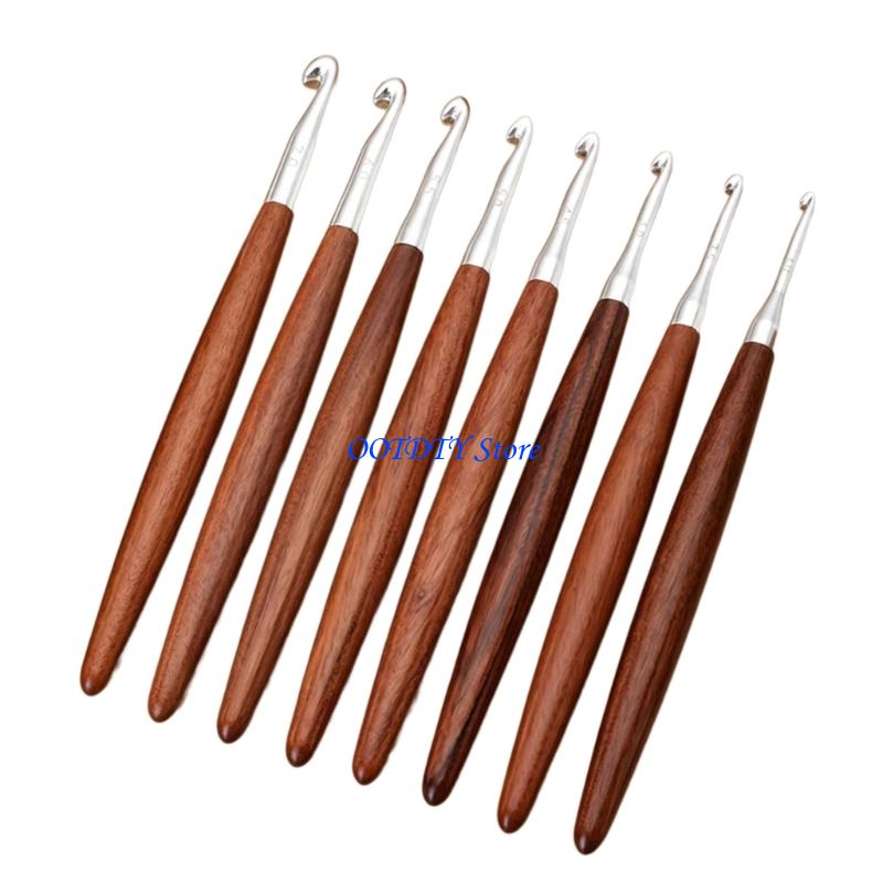 367a 8 peças agulha ergonômica - Wooden Crochet Hooks Ergonomic Handle avaliação e preço