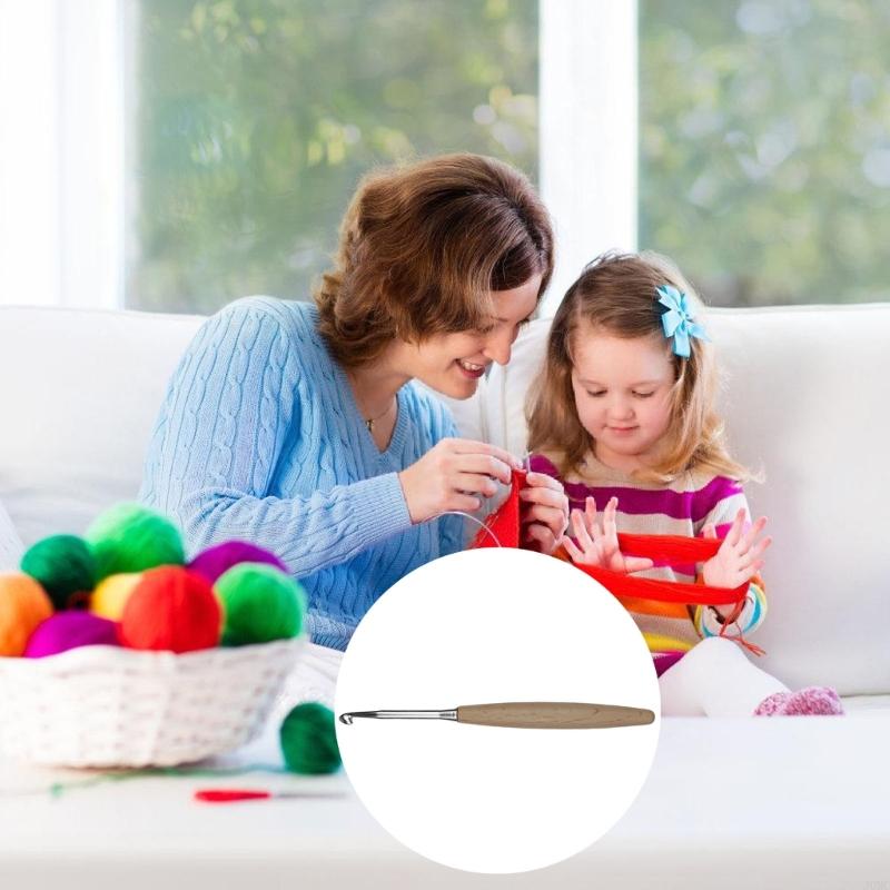 8 pçs gancho crochê ergonômico - Wooden Crochet Hooks Ergonomic Handle avaliação e preço
