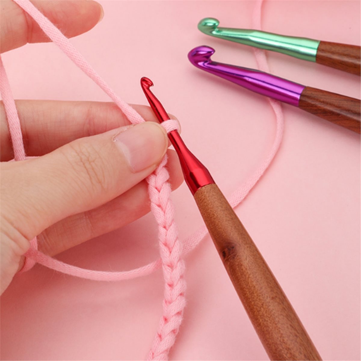 Novo Conjunto de Agulhas de Cr - Wooden Crochet Hooks Ergonomic Handle avaliação e preço