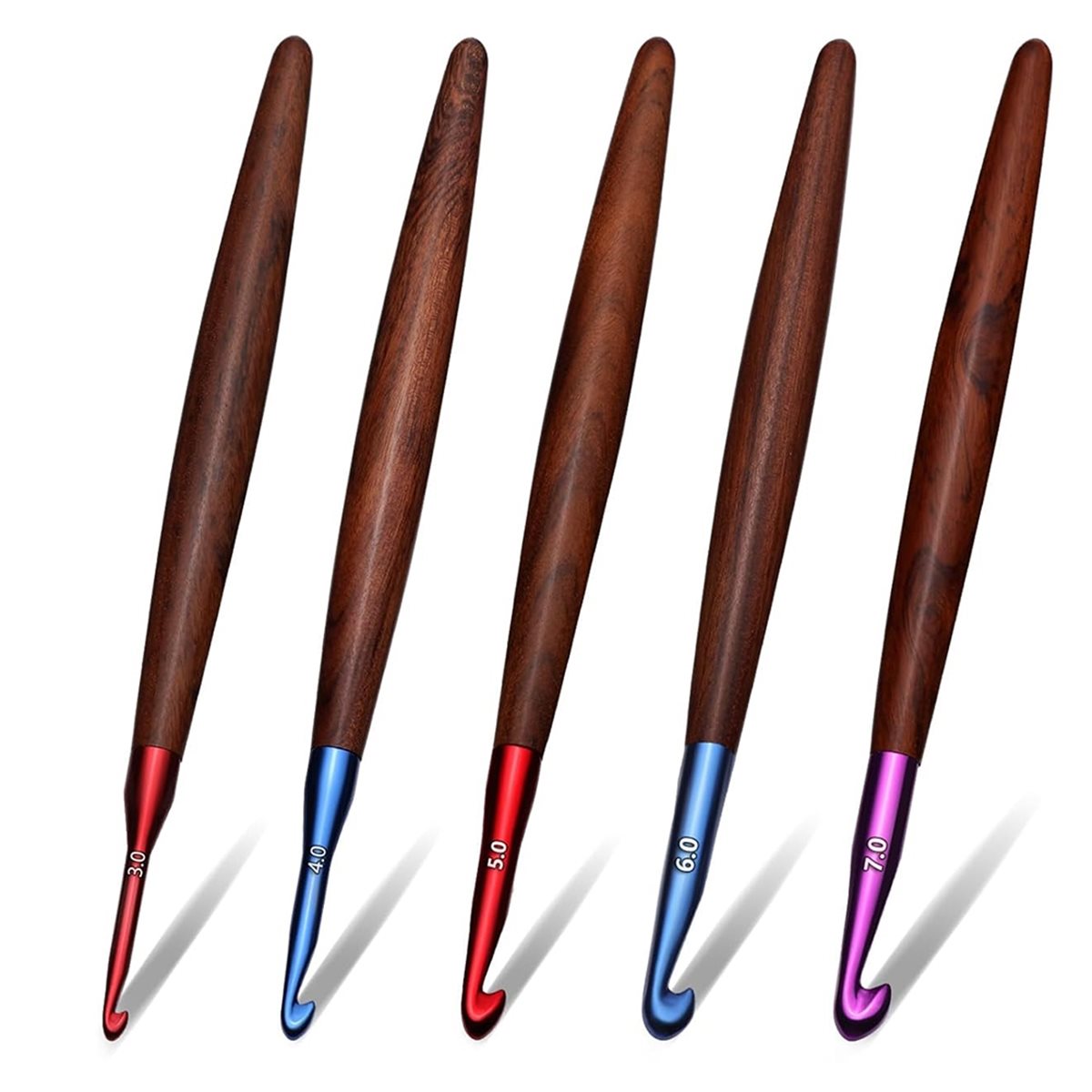 Novo Conjunto de Agulhas de Cr - Wooden Crochet Hooks Ergonomic Handle avaliação e preço