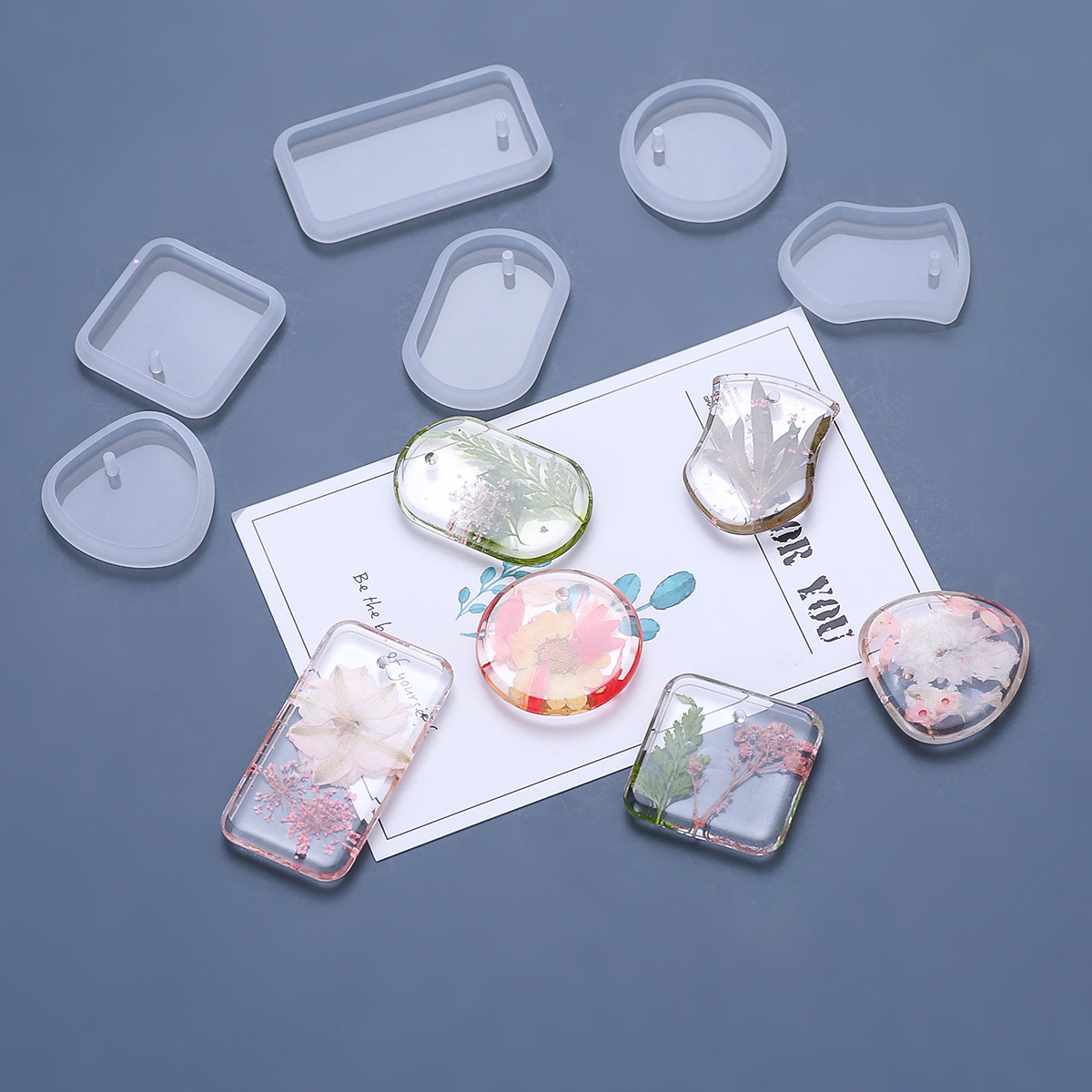 1/6/10pcs diy chaveiro pingent - Silicone Epoxy Resin Molds Set avaliação e preço