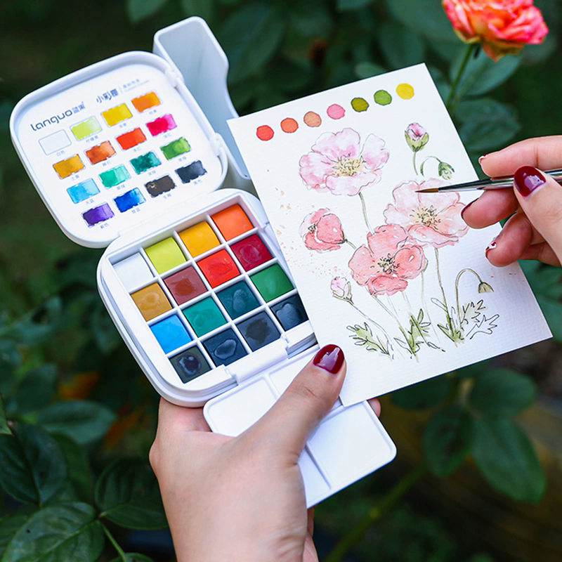 Languo conjunto de pintura aqu - Watercolor Paint Set Solid Pigment avaliação e preço