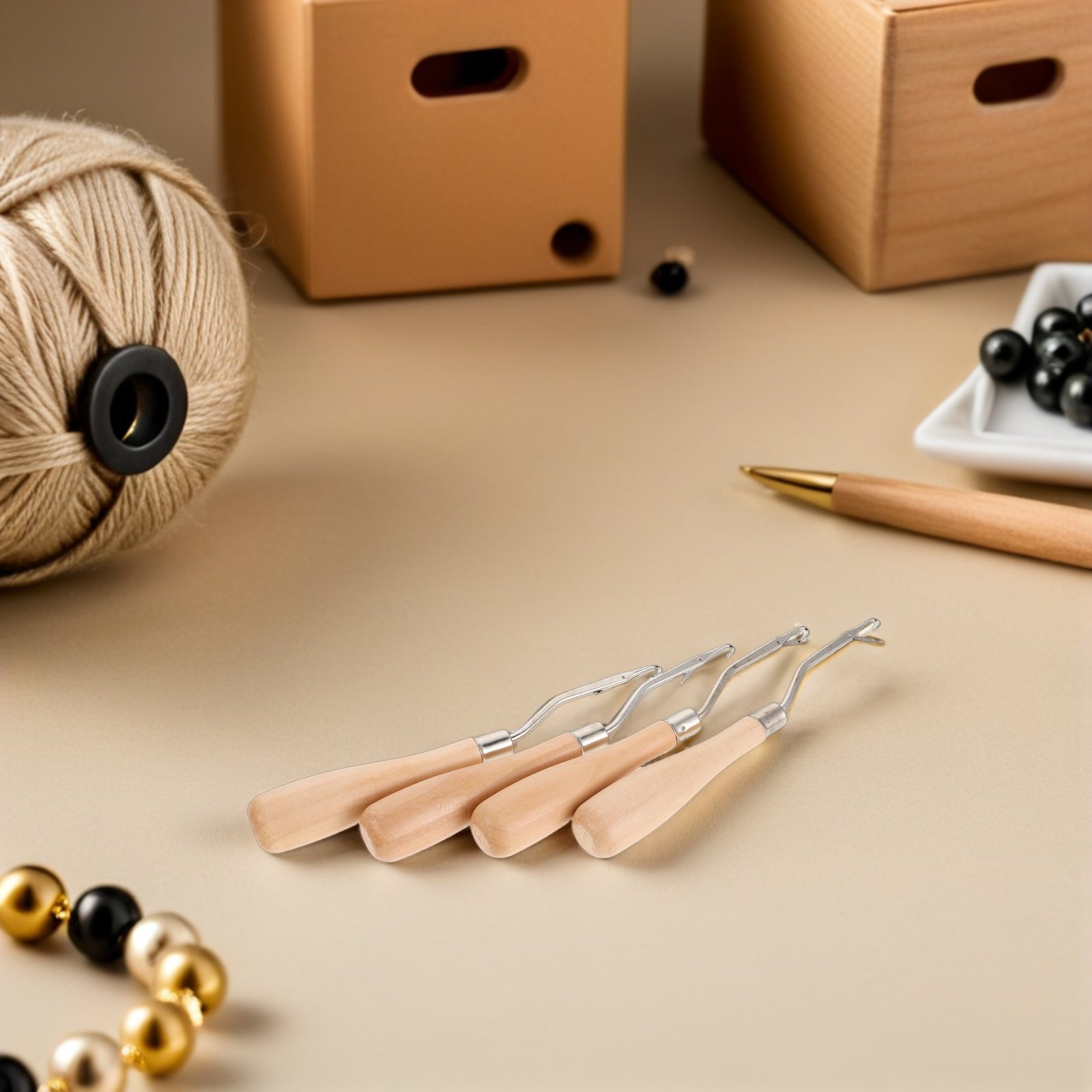 4 Agulhas de Crochê com Cabo d - Wooden Crochet Hooks Ergonomic Handle avaliação e preço