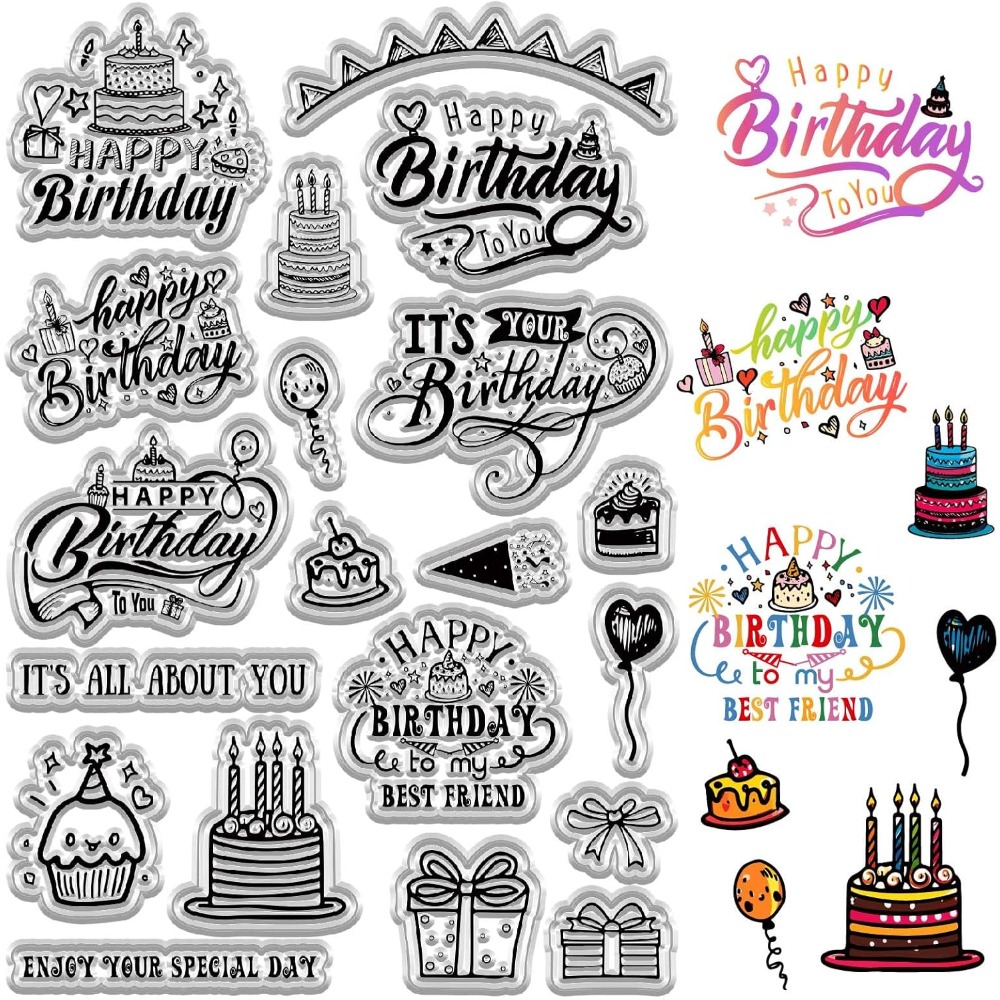 Feliz aniversário selos claros - Clear Silicone Stamps For Card Making avaliação e preço