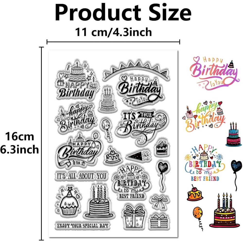 Feliz aniversário selos claros - Clear Silicone Stamps For Card Making avaliação e preço