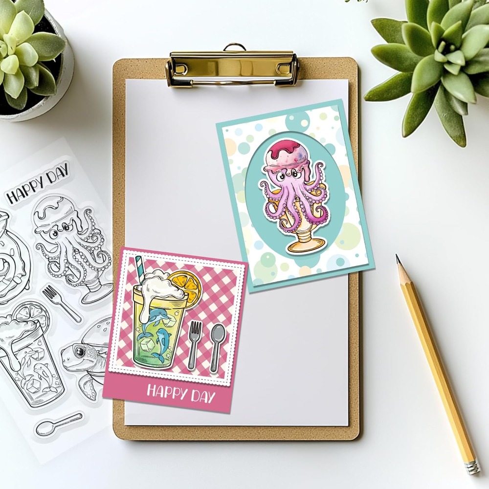 Selos claros de animais marinh - Clear Silicone Stamps For Card Making avaliação e preço