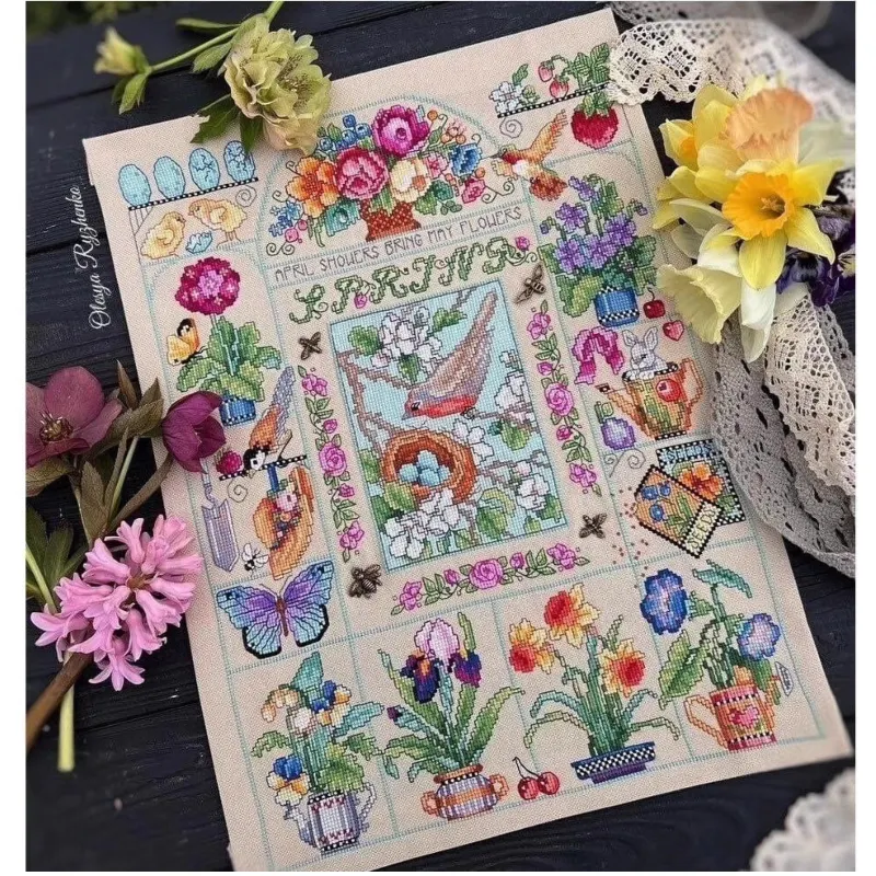 【CC2937 Spring Garden】 Kit de  - Cross Stitch Stamped Kits Beginners avaliação e preço