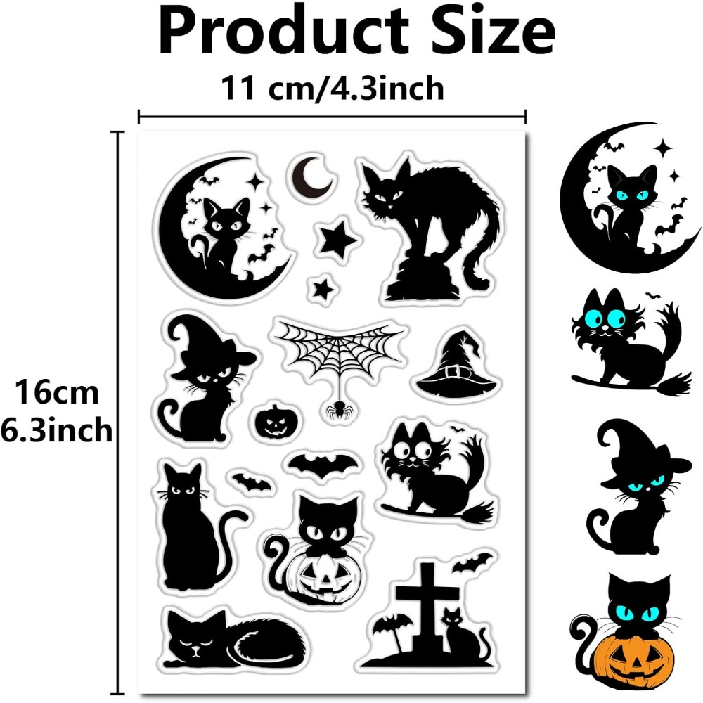 Halloween gatos pretos selos d - Clear Silicone Stamps For Card Making avaliação e preço