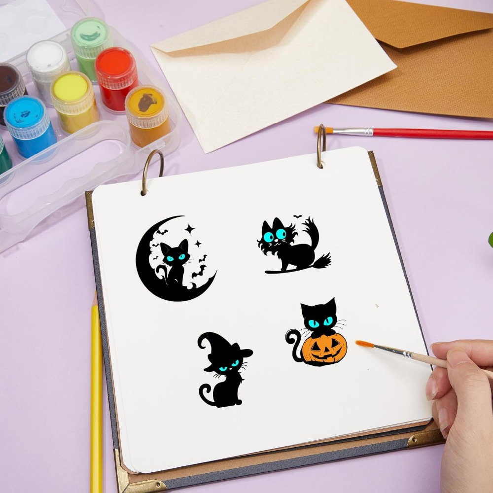 Halloween gatos pretos selos d - Clear Silicone Stamps For Card Making avaliação e preço