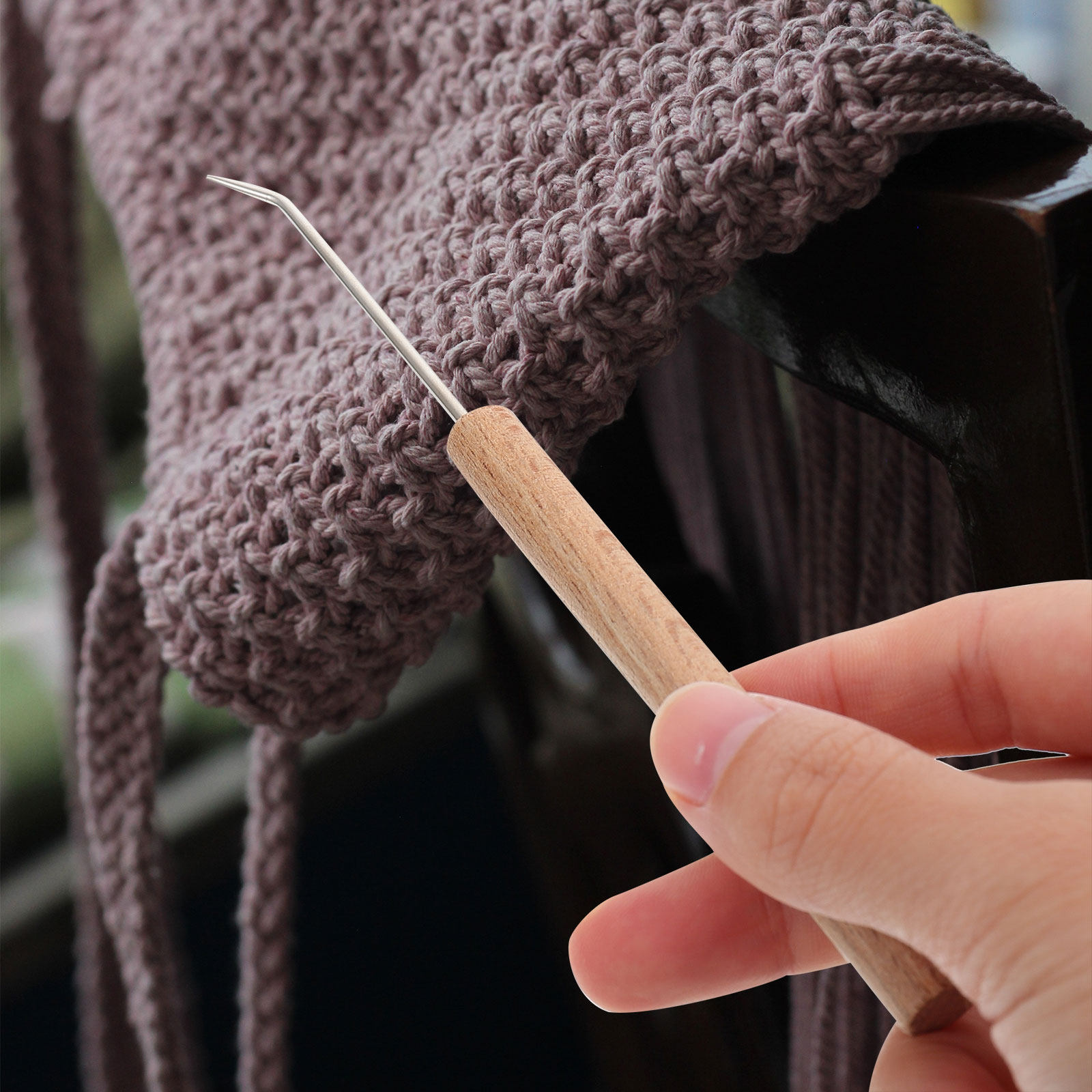 1 unidade de agulhas de crochê - Wooden Crochet Hooks Ergonomic Handle avaliação e preço