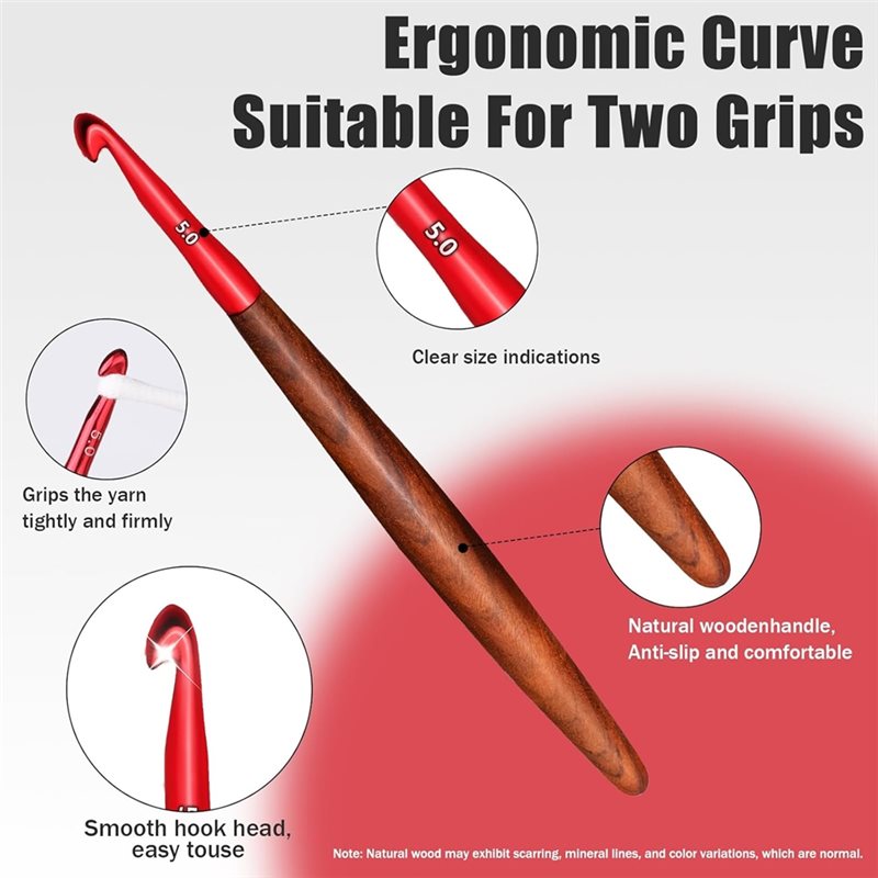 【ÚLTIMA OPORTUNIDADE】Conjunto  - Wooden Crochet Hooks Ergonomic Handle avaliação e preço