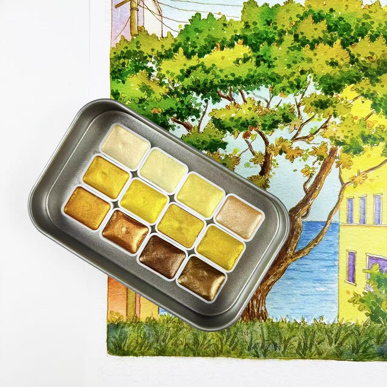 Um conjunto completo de pigmen - Watercolor Paint Set Solid Pigment avaliação e preço